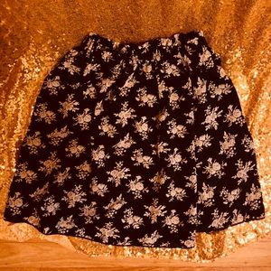 Black floral chiffon mini skirt